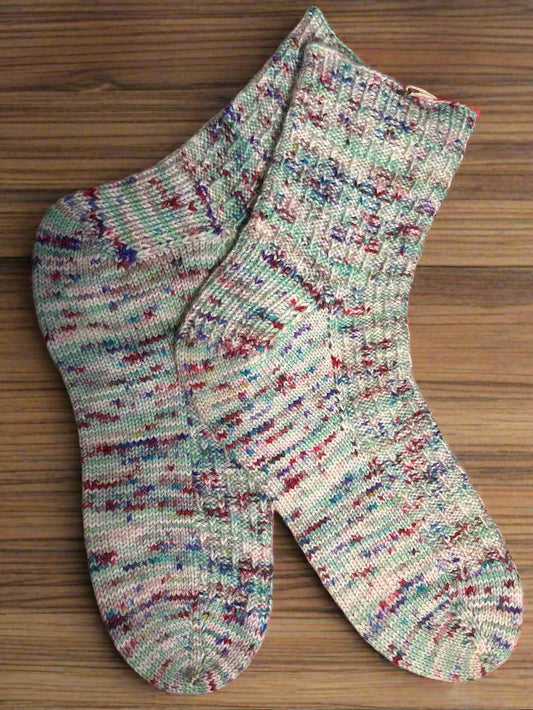 Woman’s size 7 hand knit socks with design