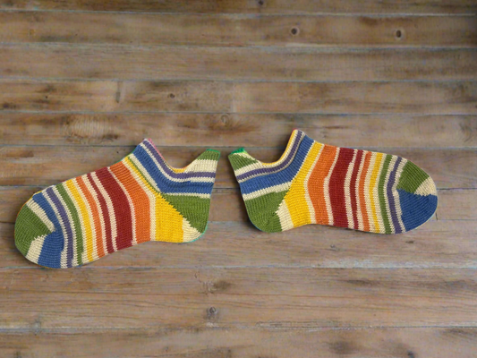 Multi color hand knit shortie socks size 5 women